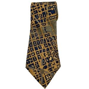 Vintage CIVITAS Washington DC Men's Silk Tie, Gold & Blue Made in USA